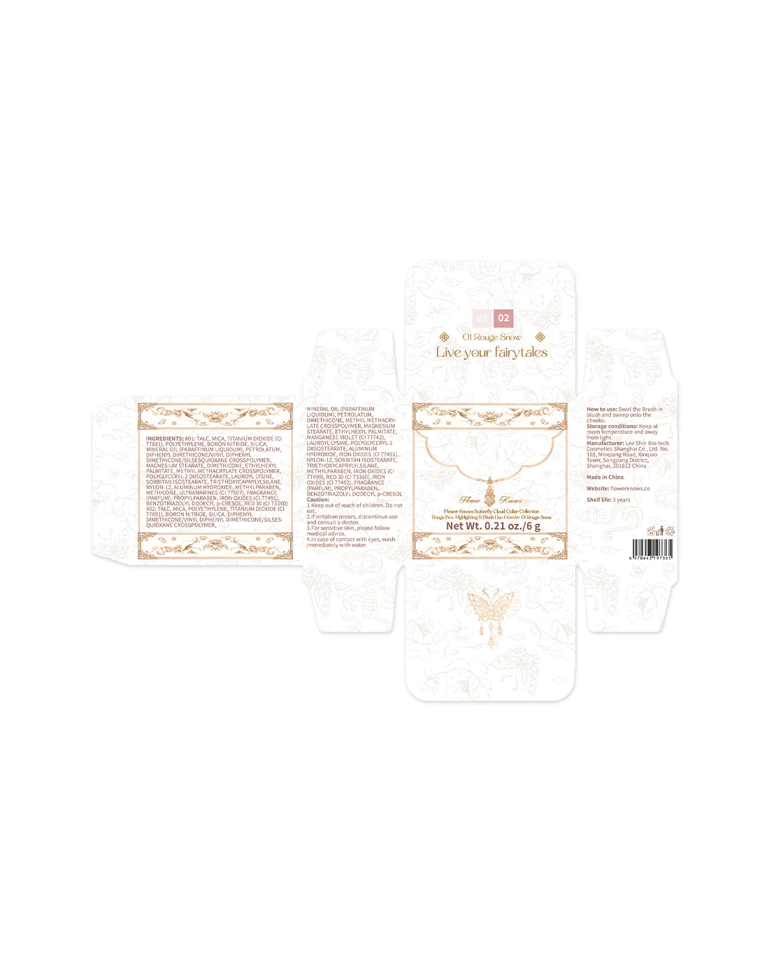 Butterfly Cloud Collar Rouge Box Highlighting & Blush Duo Powder - Image 9